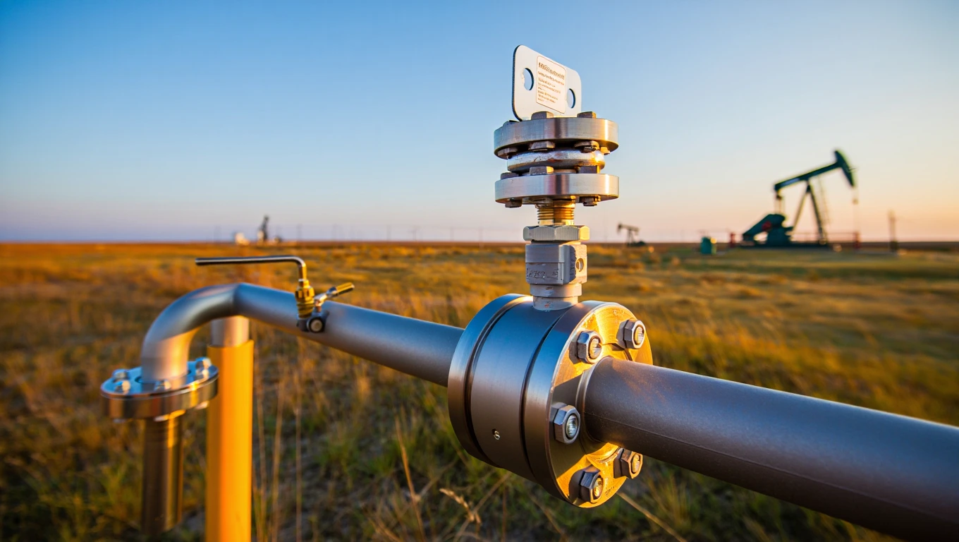 Orifice flange union installed at oil and gas wellsite for differential pressure flow measurement
