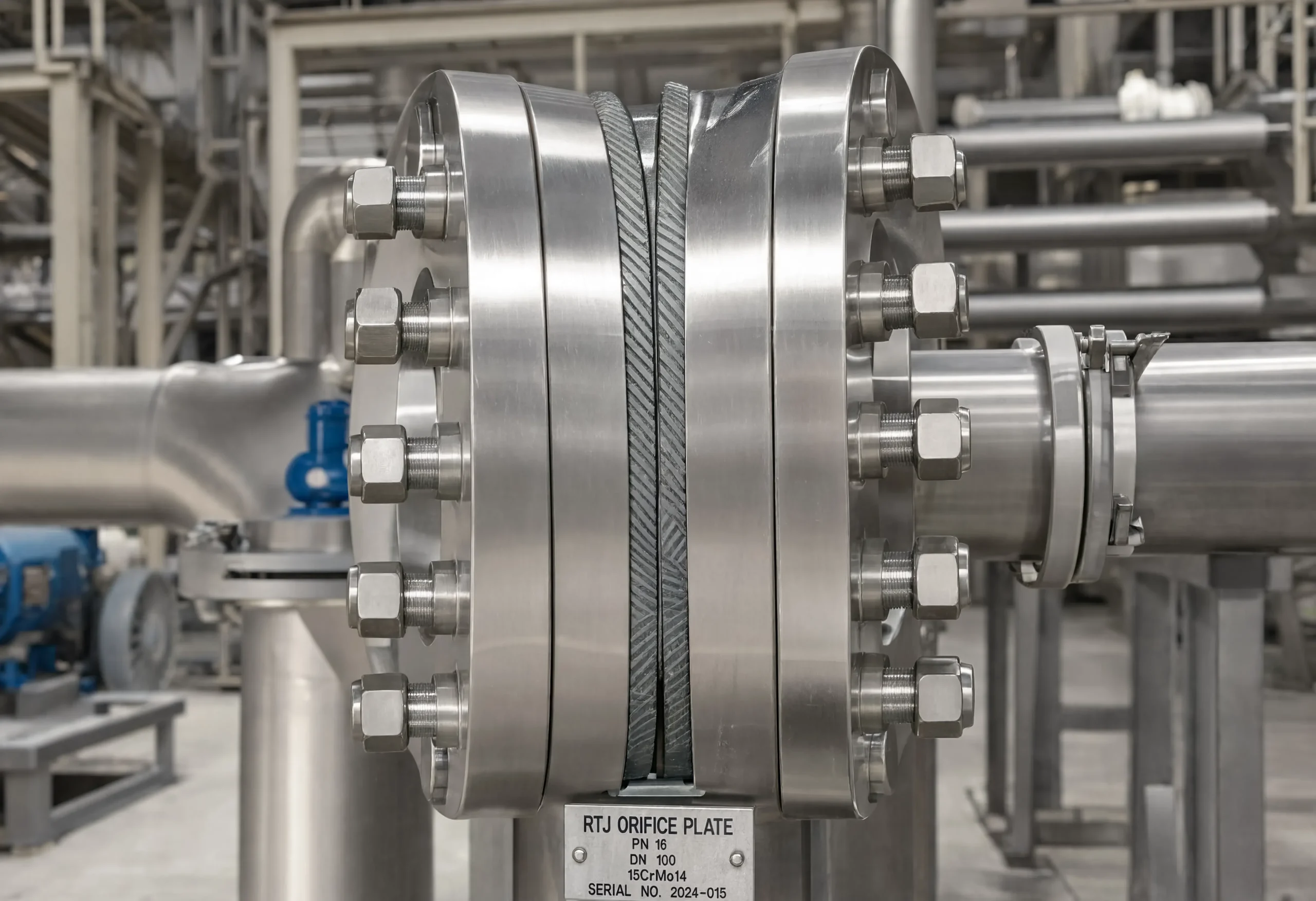 RTJ Holder Installed in Pipeline RTJ plate holder installed in pipeline for differential pressure flow measurement uncertainty review